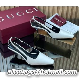 Pretty Style Gucci Patent Leather Slingbacks Pump 5.5cm White 2026 GG030505