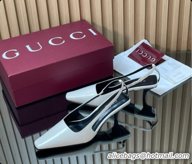 Pretty Style Gucci Patent Leather Slingbacks Pump 5.5cm White 2026 GG030505