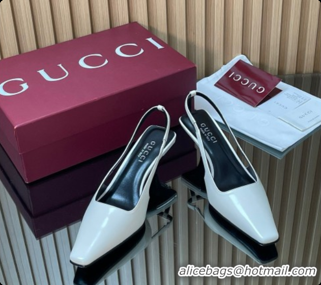 Pretty Style Gucci Patent Leather Slingbacks Pump 5.5cm White 2026 GG030505