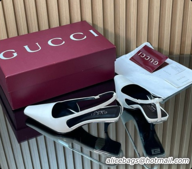 Pretty Style Gucci Patent Leather Slingbacks Pump 5.5cm White 2026 GG030505