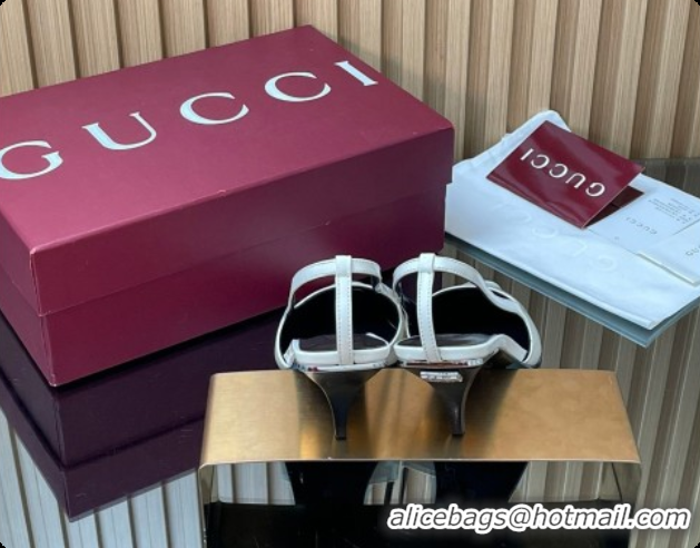 Pretty Style Gucci Patent Leather Slingbacks Pump 5.5cm White 2026 GG030505