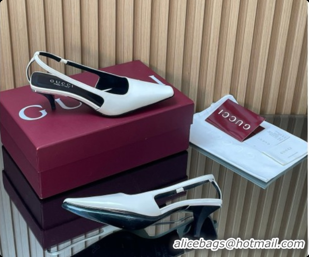 Pretty Style Gucci Patent Leather Slingbacks Pump 5.5cm White 2026 GG030505