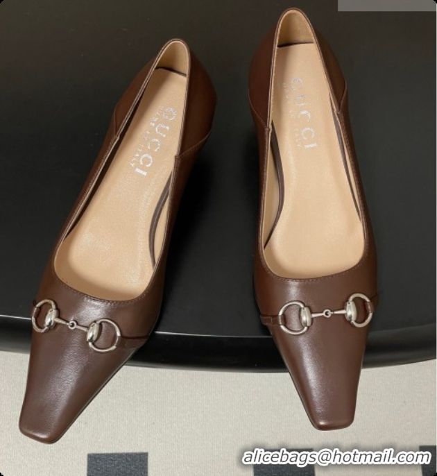 Good Quality Gucci Vittoria Pumps 5.5cm in Nappa Leather with Horsebit Chocolate 2026 862776