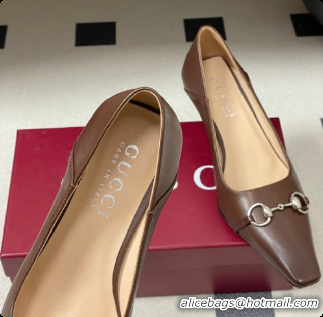 Good Quality Gucci Vittoria Pumps 5.5cm in Nappa Leather with Horsebit Chocolate 2026 862776