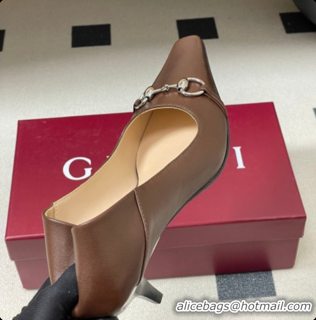 Good Quality Gucci Vittoria Pumps 5.5cm in Nappa Leather with Horsebit Chocolate 2026 862776