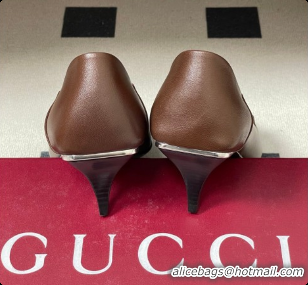 Good Quality Gucci Vittoria Pumps 5.5cm in Nappa Leather with Horsebit Chocolate 2026 862776