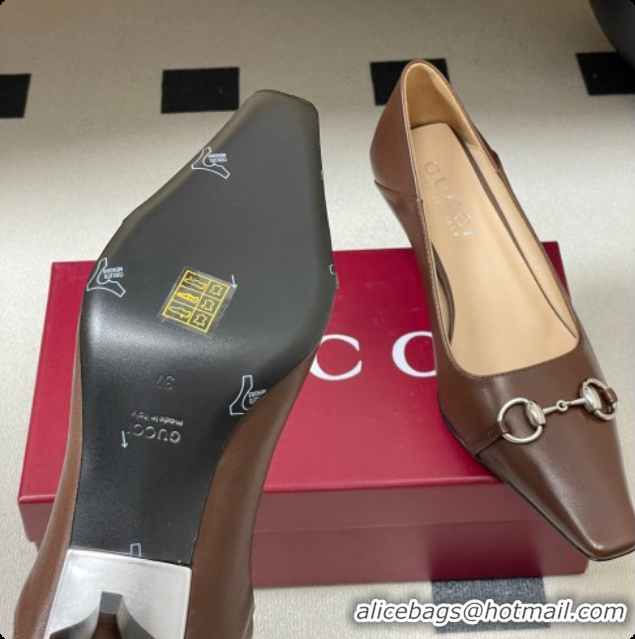 Good Quality Gucci Vittoria Pumps 5.5cm in Nappa Leather with Horsebit Chocolate 2026 862776