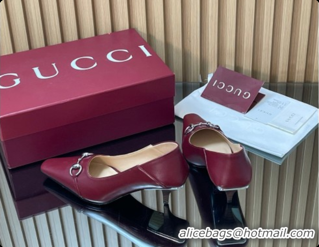 Best Grade Gucci Vittoria Pumps 5.5cm in Nappa Leather with Horsebit Burgundy 2026 862776