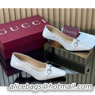 Grade Quality Gucci Vittoria Pumps 5.5cm in Nappa Leather with Horsebit White 2026 862776