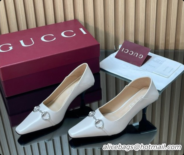 Grade Quality Gucci Vittoria Pumps 5.5cm in Nappa Leather with Horsebit White 2026 862776