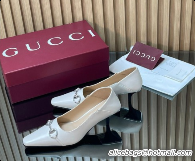 Grade Quality Gucci Vittoria Pumps 5.5cm in Nappa Leather with Horsebit White 2026 862776
