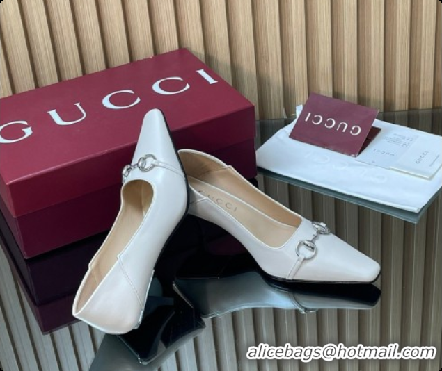 Grade Quality Gucci Vittoria Pumps 5.5cm in Nappa Leather with Horsebit White 2026 862776