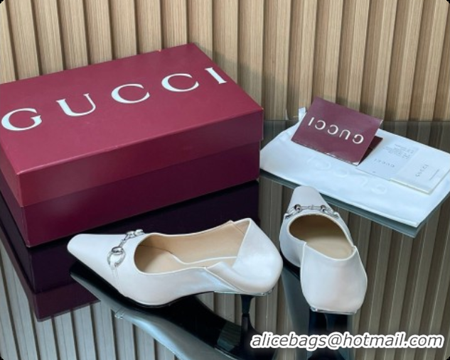 Grade Quality Gucci Vittoria Pumps 5.5cm in Nappa Leather with Horsebit White 2026 862776