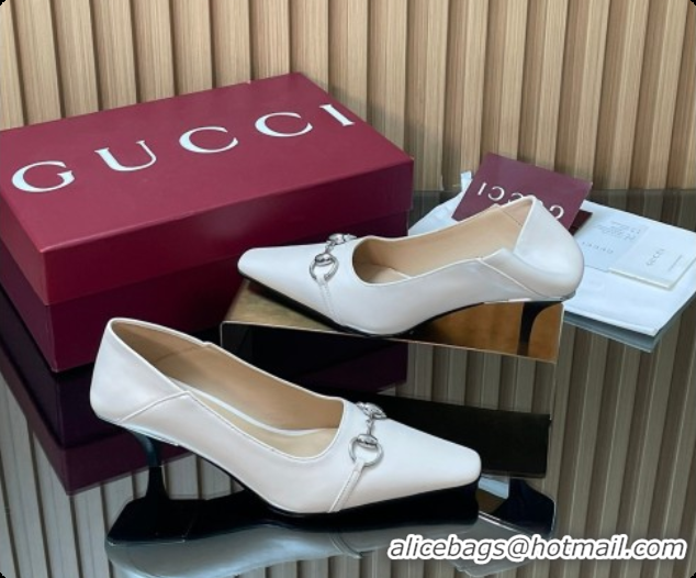 Grade Quality Gucci Vittoria Pumps 5.5cm in Nappa Leather with Horsebit White 2026 862776