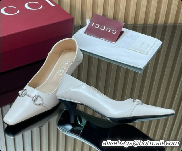 Grade Quality Gucci Vittoria Pumps 5.5cm in Nappa Leather with Horsebit White 2026 862776