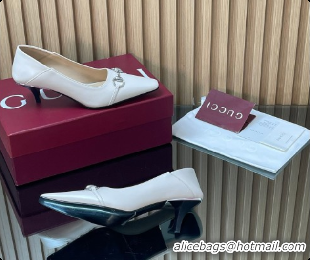 Grade Quality Gucci Vittoria Pumps 5.5cm in Nappa Leather with Horsebit White 2026 862776