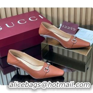 Best Product Gucci Vittoria Pumps 5.5cm in Nappa Leather with Horsebit Brown 2026 862776