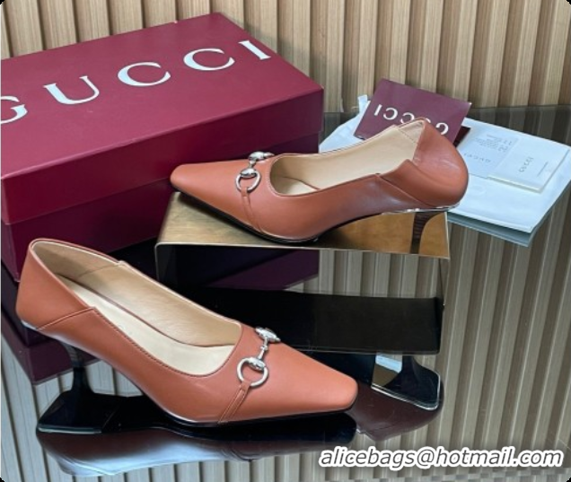 Best Product Gucci Vittoria Pumps 5.5cm in Nappa Leather with Horsebit Brown 2026 862776