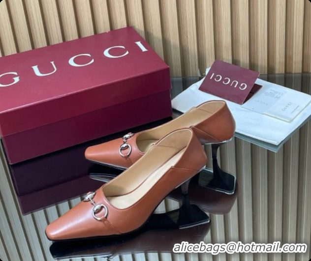 Best Product Gucci Vittoria Pumps 5.5cm in Nappa Leather with Horsebit Brown 2026 862776