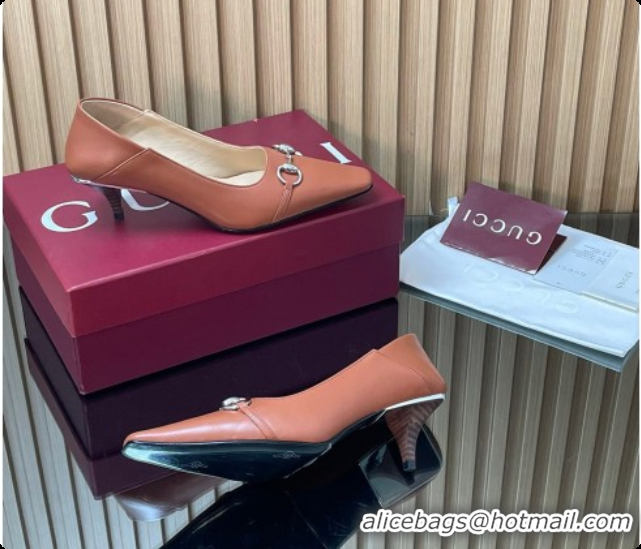 Best Product Gucci Vittoria Pumps 5.5cm in Nappa Leather with Horsebit Brown 2026 862776