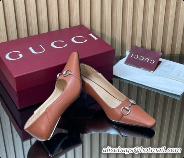 Best Product Gucci Vittoria Pumps 5.5cm in Nappa Leather with Horsebit Brown 2026 862776