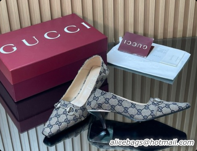 Best Price Gucci Vittoria Pumps 5.5cm in GG Canvas with Horsebit Grey 2026 862776