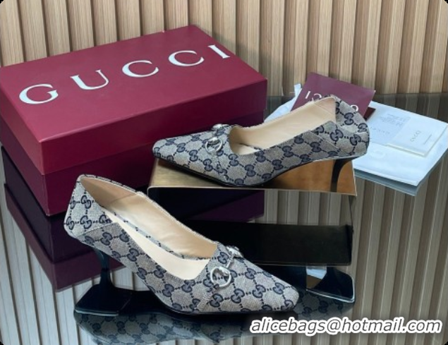 Best Price Gucci Vittoria Pumps 5.5cm in GG Canvas with Horsebit Grey 2026 862776