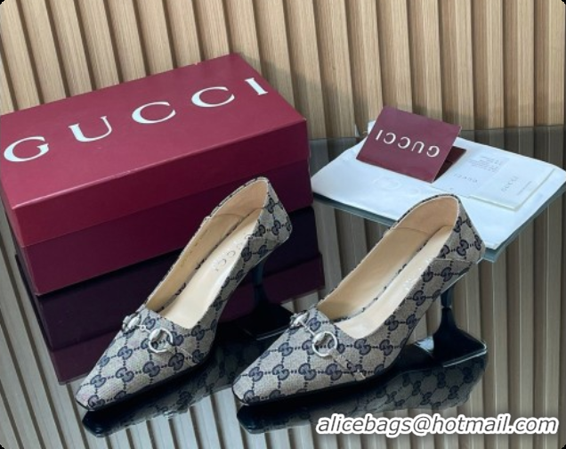 Best Price Gucci Vittoria Pumps 5.5cm in GG Canvas with Horsebit Grey 2026 862776