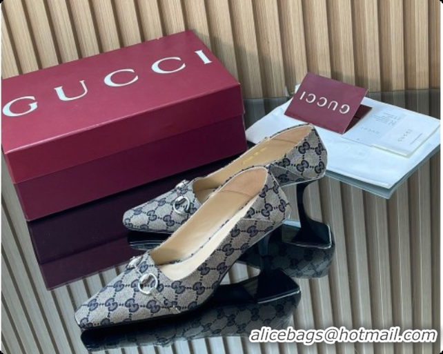 Best Price Gucci Vittoria Pumps 5.5cm in GG Canvas with Horsebit Grey 2026 862776