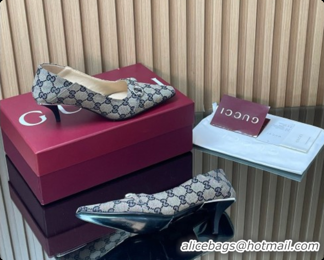 Best Price Gucci Vittoria Pumps 5.5cm in GG Canvas with Horsebit Grey 2026 862776