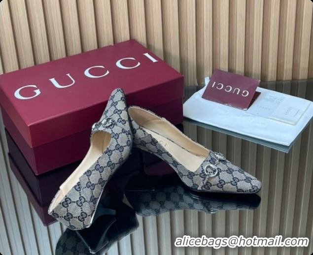Best Price Gucci Vittoria Pumps 5.5cm in GG Canvas with Horsebit Grey 2026 862776
