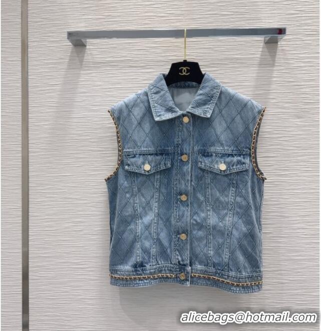 Luxury Discount Chanel Denim Vest CH081222 Blue 2026