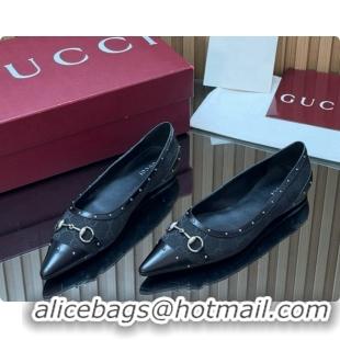 Trendy Design Gucci Savoy Ballerina in Leather & GG Canvas 875050 Black 2026