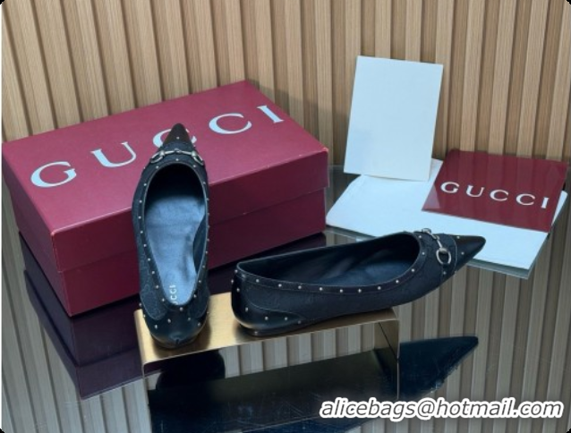 Trendy Design Gucci Savoy Ballerina in Leather & GG Canvas 875050 Black 2026