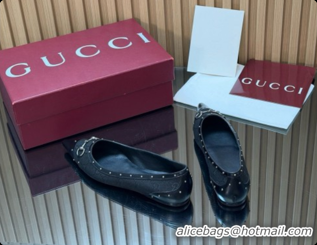 Trendy Design Gucci Savoy Ballerina in Leather & GG Canvas 875050 Black 2026