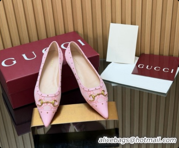 Luxury Gucci Savoy Ballerina in Leather & GG Canvas 875050 Pink 2026