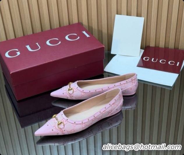 Luxury Gucci Savoy Ballerina in Leather & GG Canvas 875050 Pink 2026