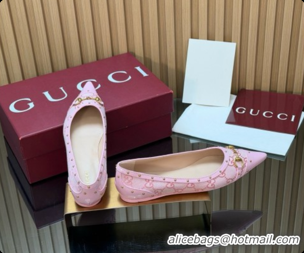 Luxury Gucci Savoy Ballerina in Leather & GG Canvas 875050 Pink 2026