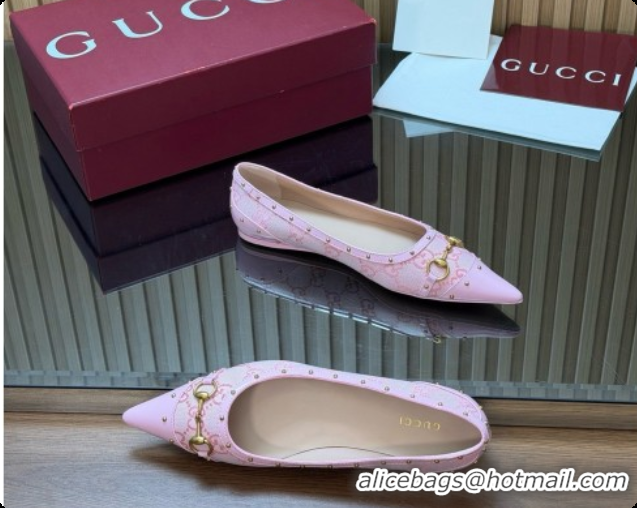 Luxury Gucci Savoy Ballerina in Leather & GG Canvas 875050 Pink 2026