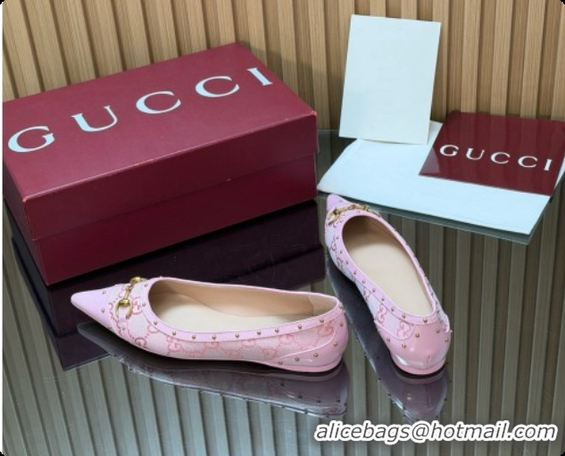 Luxury Gucci Savoy Ballerina in Leather & GG Canvas 875050 Pink 2026