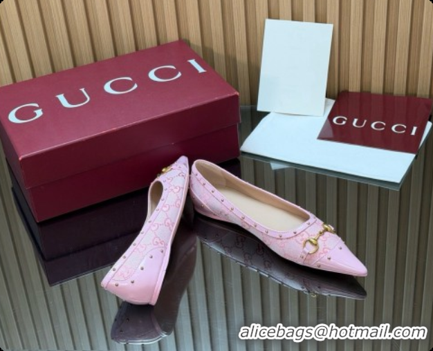 Luxury Gucci Savoy Ballerina in Leather & GG Canvas 875050 Pink 2026