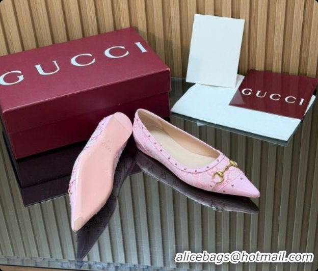 Luxury Gucci Savoy Ballerina in Leather & GG Canvas 875050 Pink 2026