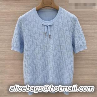 Classic Grade Dior Knit Short-sleeved Sweater D041427 Light Blue 2026