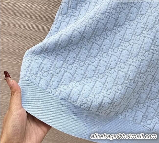 Classic Grade Dior Knit Short-sleeved Sweater D041427 Light Blue 2026