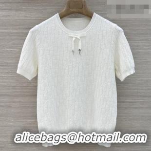 Original Cheap Dior Knit Short-sleeved Sweater D041429 White 2026