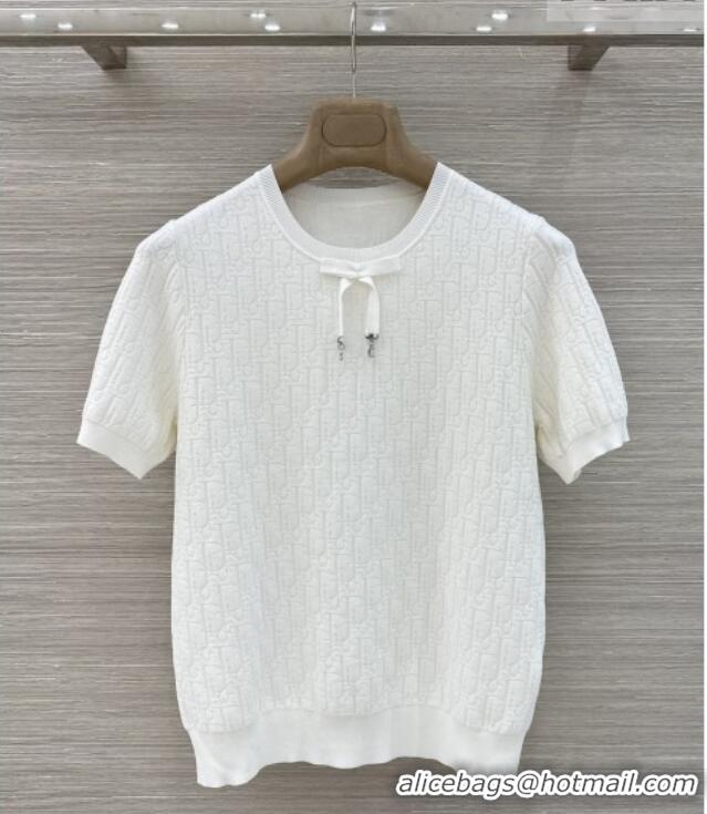 Original Cheap Dior Knit Short-sleeved Sweater D041429 White 2026