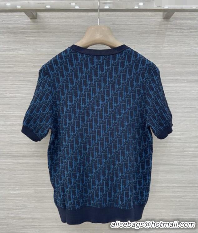 Buy Best Price Dior Knit Short-sleeved Sweater D041428 Deep Blue 2026