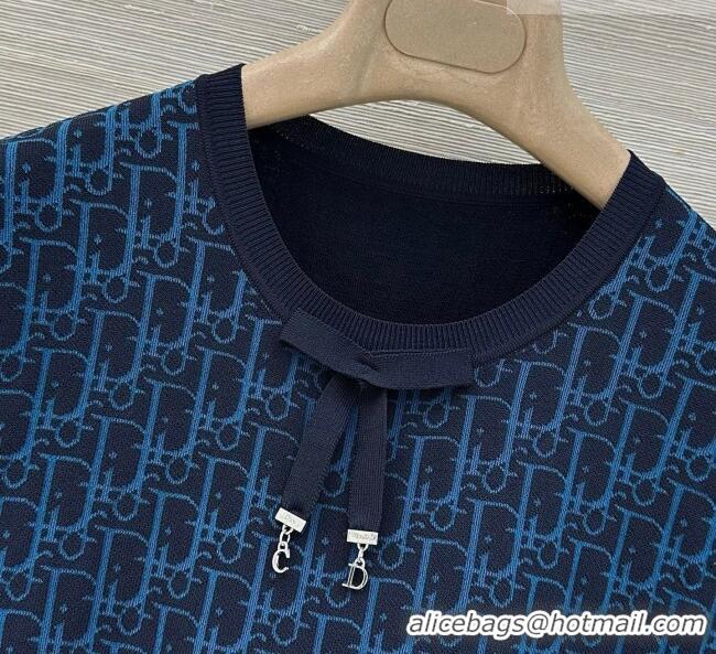 Buy Best Price Dior Knit Short-sleeved Sweater D041428 Deep Blue 2026