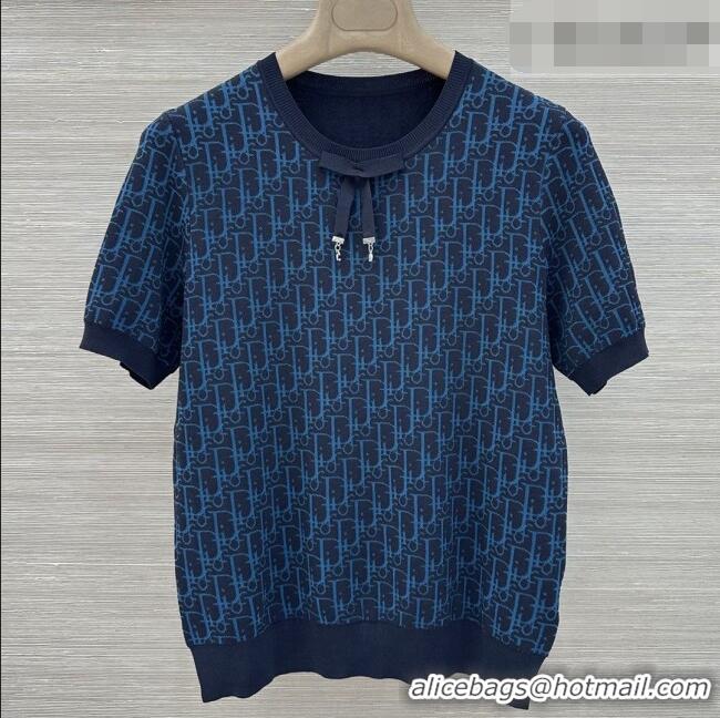 Buy Best Price Dior Knit Short-sleeved Sweater D041428 Deep Blue 2026