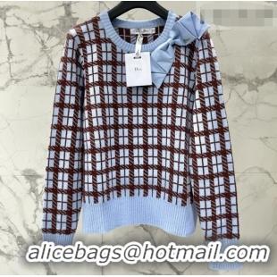 Modern Classic Dior Blue and Brown Check'n'Dior Wool Knit Sweater CD11431 2026